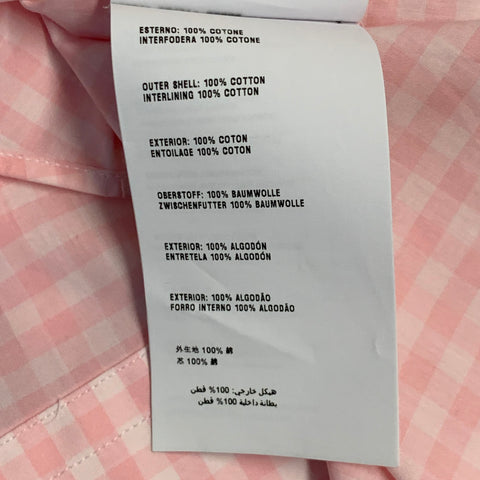 PRADA Size S Pink White Gingham Cotton One Pocket Long Sleeve Shirt