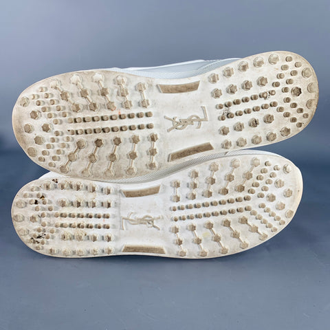 SAINT LAURENT Size 9 White Leather Lace-Up Low Top Sneakers