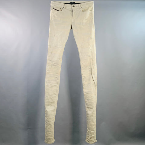 DIESEL BLACK GOLD Size 33 Grey Distressed Cotton Blend Stacked Jeans