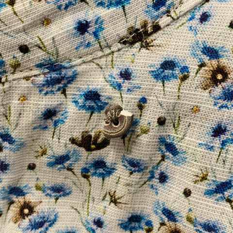 HAUPT Size L Grey Blue Floral Long Sleeve Shirt