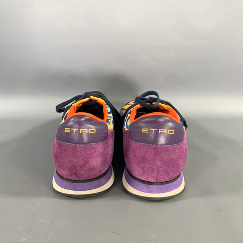 ETRO Size 10 Navy Multi Color Floral Canvas Runner Sneakers