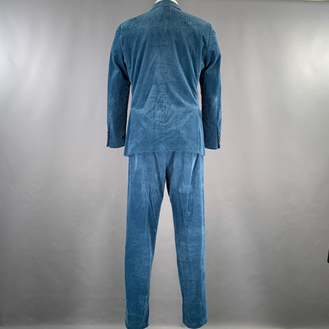 TODD SNYDER Size 38 Short Teal Corduroy Cotton Notch Lapel 32 29 Suit
