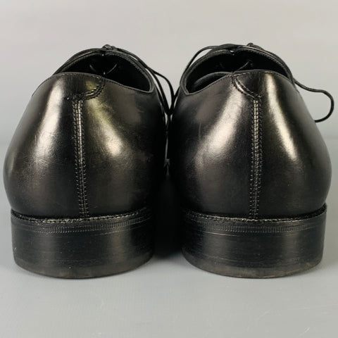 SALVATORE FERRAGAMO Size 10 Black Wingtip Leather Square Toe Lace-Up Shoes