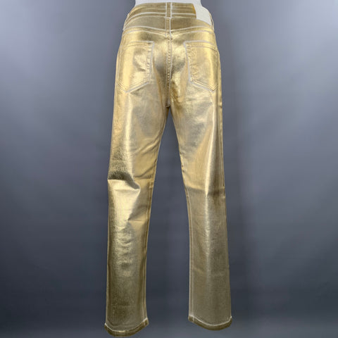 TOM FORD Size 27 Gold White Cotton Elastane Metallic Zip Fly Jeans