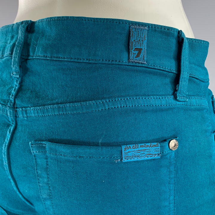 FOR ALL 7 MANKIND Size 30 Teal Cotton Denim Slim Pants