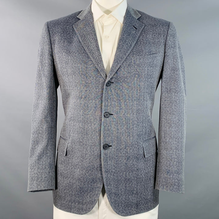BOTTEGA VENETA Size 46 Navy White Melange Virgin Wool Notch Lapel Sport Coat