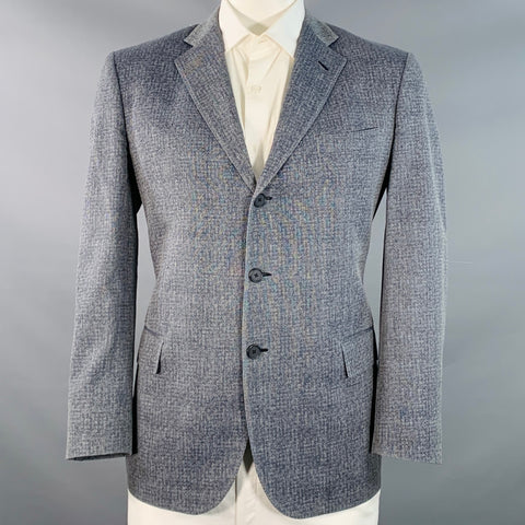 BOTTEGA VENETA Size 46 Navy White Melange Virgin Wool Notch Lapel Sport Coat