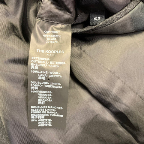 THE KOOPLES Size 42 Black Geometric Wool Blend Shawl Collar Sport Coat