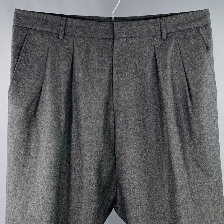 GIVENCHY Size 36 Grey Charcoal Wool Pleated Dress Pants