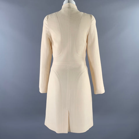 AZADEH Size M Cream Black Silk Blend Coat