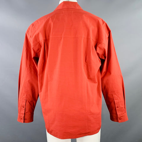Chemise à manches longues en coton mélangé YMC taille L, couleur brique, une poche