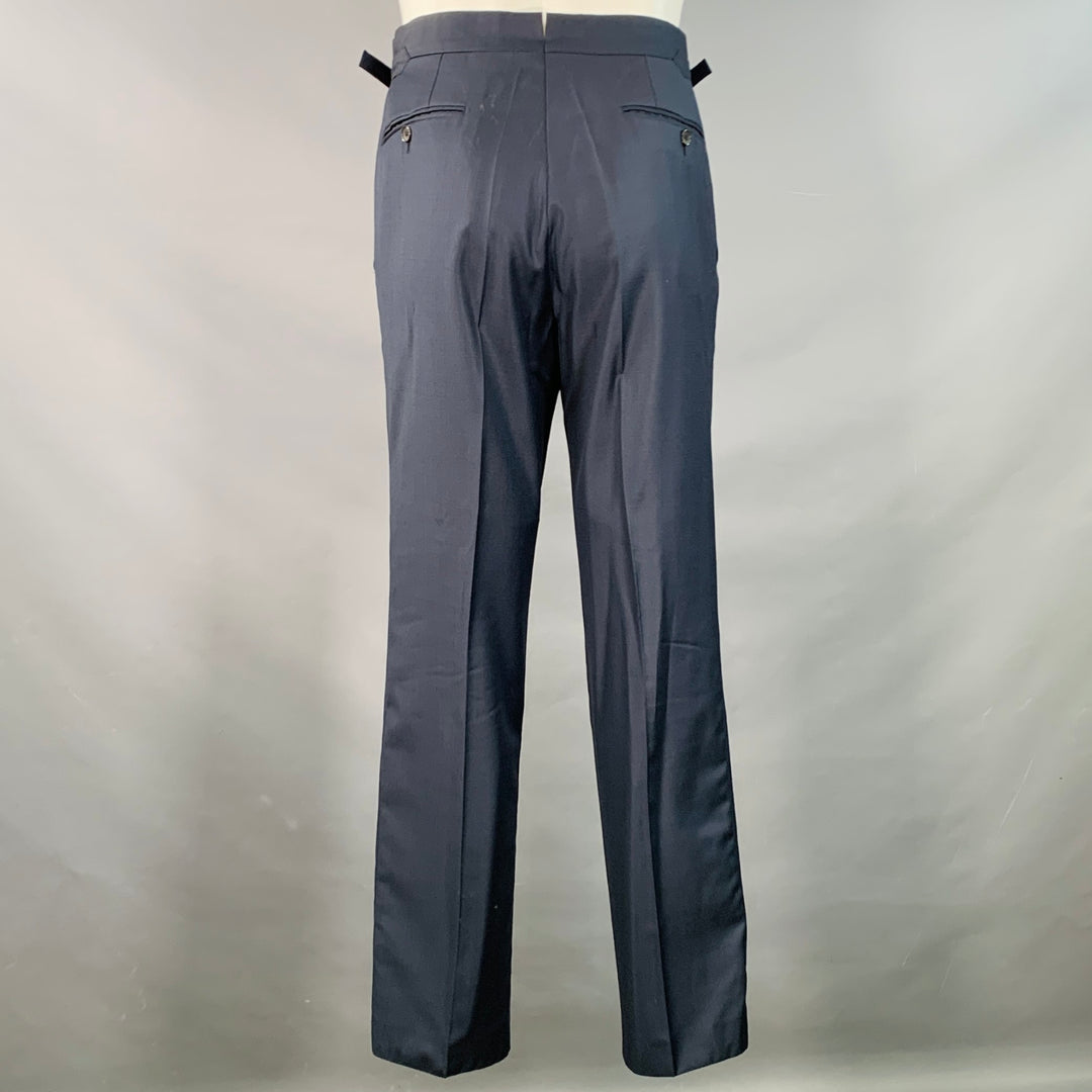 TOM FORD Size 40 Regular Navy Wool Peak Lapel 3 Piece Suit