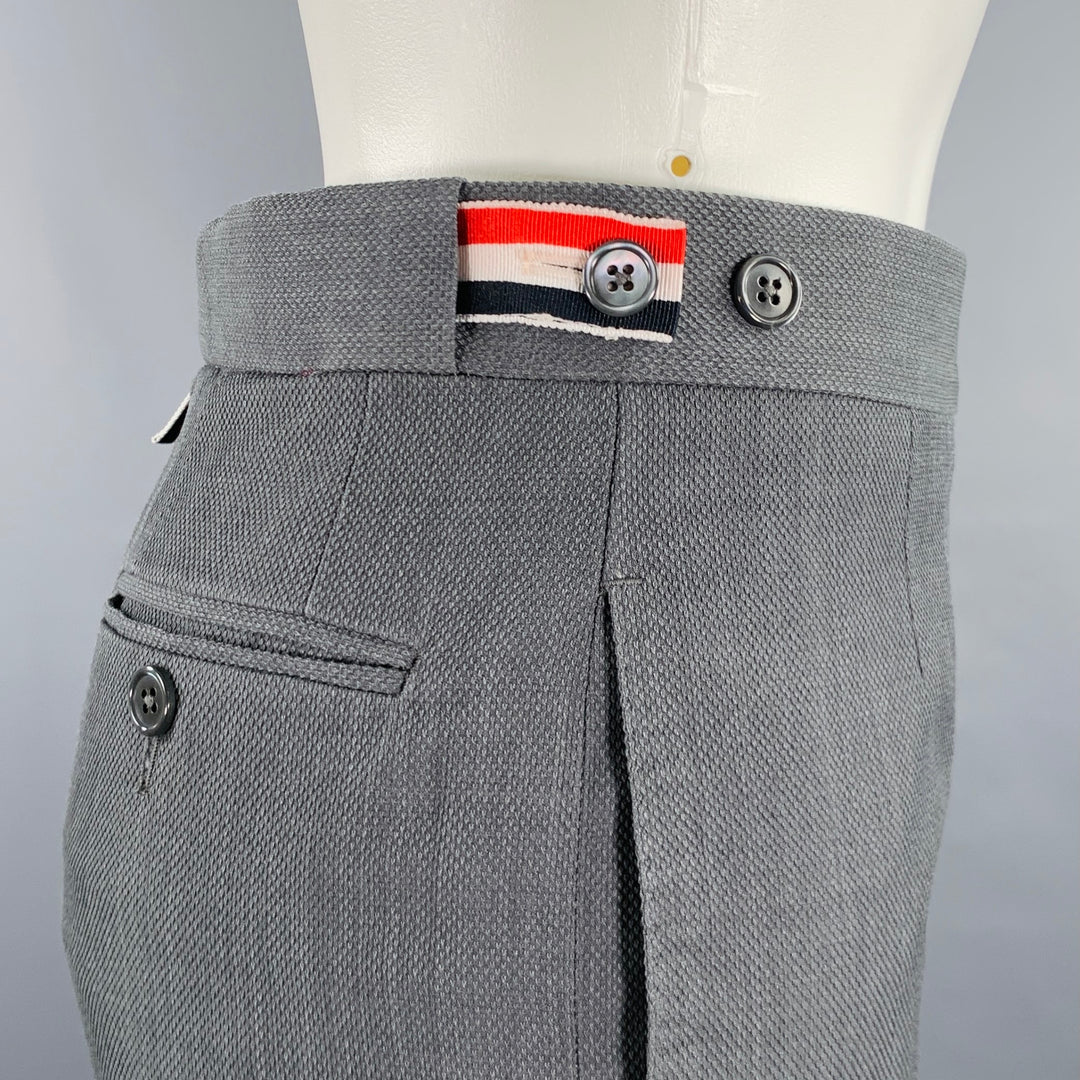 THOM BROWNE Size 2 Grey Wool Textured Flat Front Dress Pants – Sui Generis  Designer Consignment