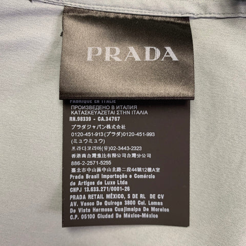 PRADA Size 42 Blue Cotton Blend Spread Collar Long Sleeve Shirt
