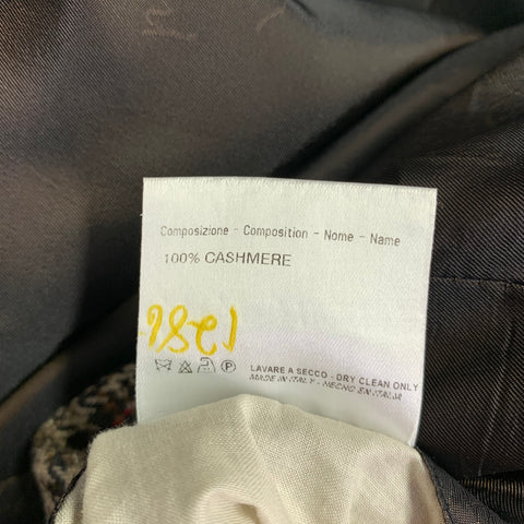 BRIONI Size 42 Long Taupe Black Red Glenplaid Cashmere Sport Coat