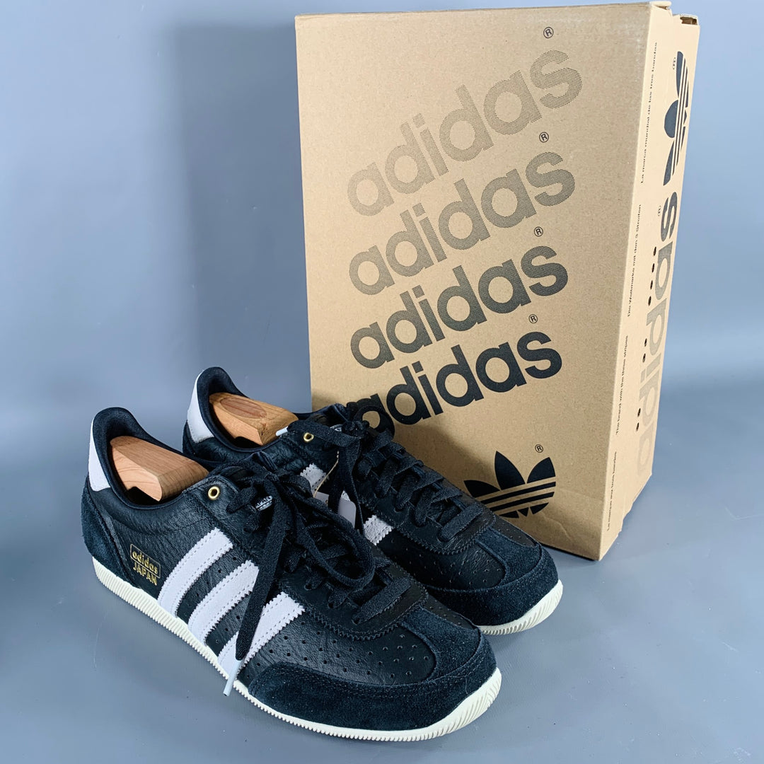 adidas gazelle silver green womens ADIDAS JAPAN Size 10.5 Black White Leather Two Tone Low Top Sneakers – Sui  Generis Designer Consignment