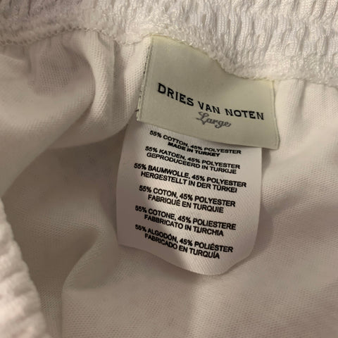 DRIES VAN NOTEN Size L White Mesh Cotton &  Polyamide Basketball Shorts