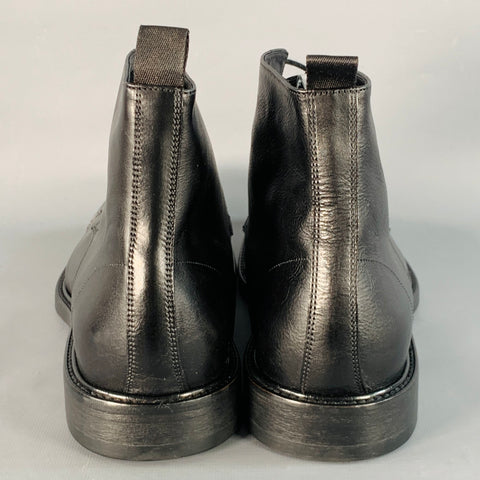 PAUL SMITH Size 11 Black Leather Cap Toe Lace-Up Ankle Boots