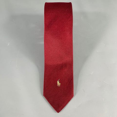 POLO by RALPH LAUREN Burgundy Narrow Embroidered Tie