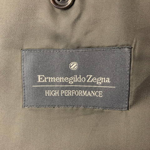 ERMENEGILDO ZEGNA Size 46 Grey Window Pane Wool Notch Lapel Suit