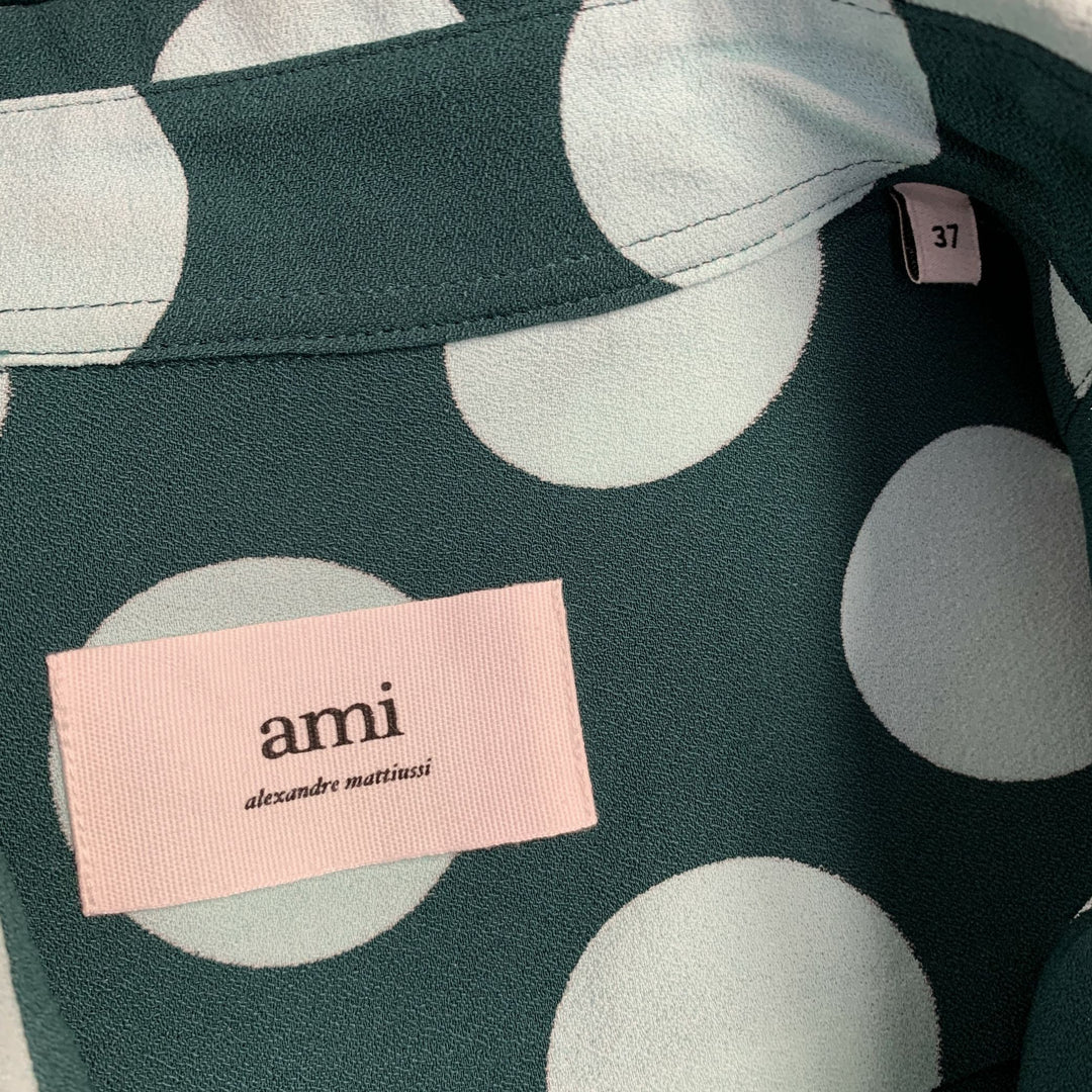 AMI by ALEXANDRE MATTIUSSI Size S Forest Green Mint Polka Dot Short Sleeve Shirt