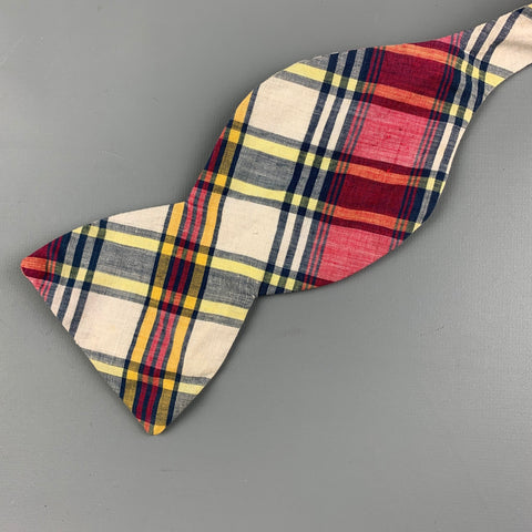 Nœud papillon vintage en coton écossais marine et rouge