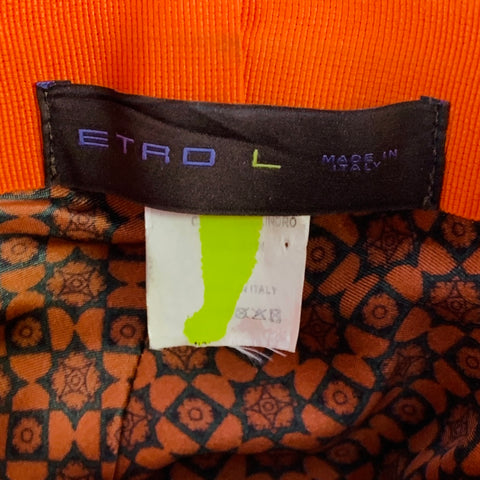 ETRO Size L Orange Applique Feather Felt Top Hat