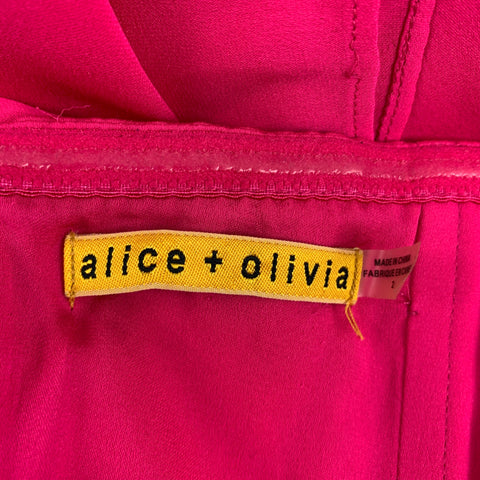 ALICE + OLIVIA Size 2 Pink Silk One Shoulder Dress