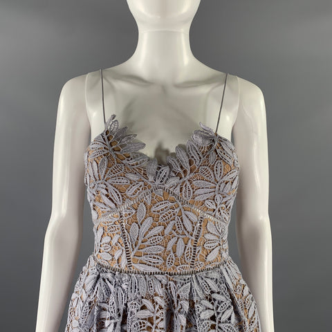 SELF-PORTRAIT Size 2 Lavender Nude Cotton  Polyester SP13-009L Floral Dress