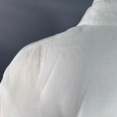 ESKANDAR Size L White Linen Oversized Button Up Shirt