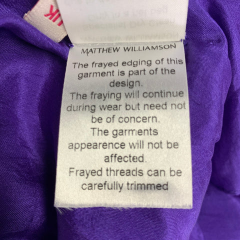 MATTHEW WILLIAMSON Size 10 Purple Gold Silk Embroidered Sleeveless Dress