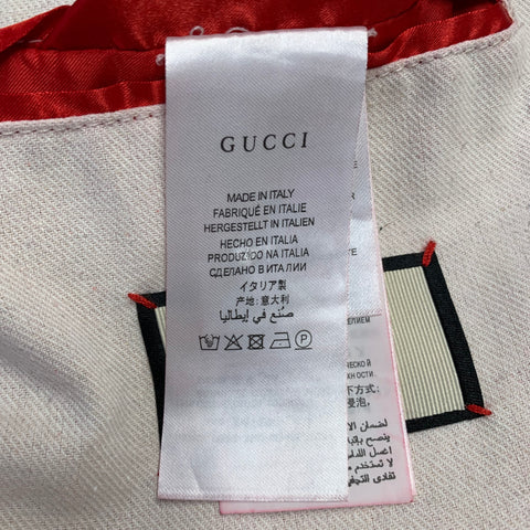 GUCCI Size M Hollywood Grey Painted Cotton Distressed Studded Denim Jacket