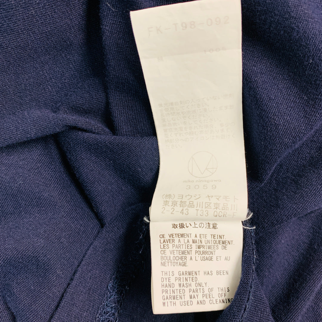 YOHJI YAMAMOTO Camiseta Algodón Logo Blanco Marino Talla M