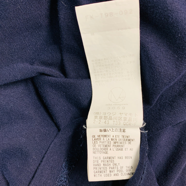 YOHJI YAMAMOTO Camiseta Algodón Logo Blanco Marino Talla M