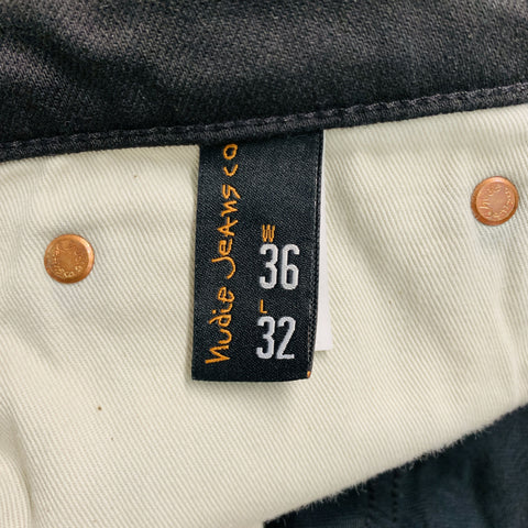 NUDIE JEANS Size 36 Black Solid Cotton Elastane Zip Fly Jeans