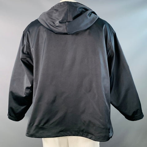 GLAMB Size L Black White Polyester Blend Contrast Stitch Hooded Jacket