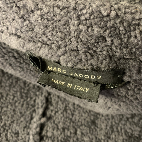 MARC JACOBS Size XXL Brown Black Leather Hooded Coat