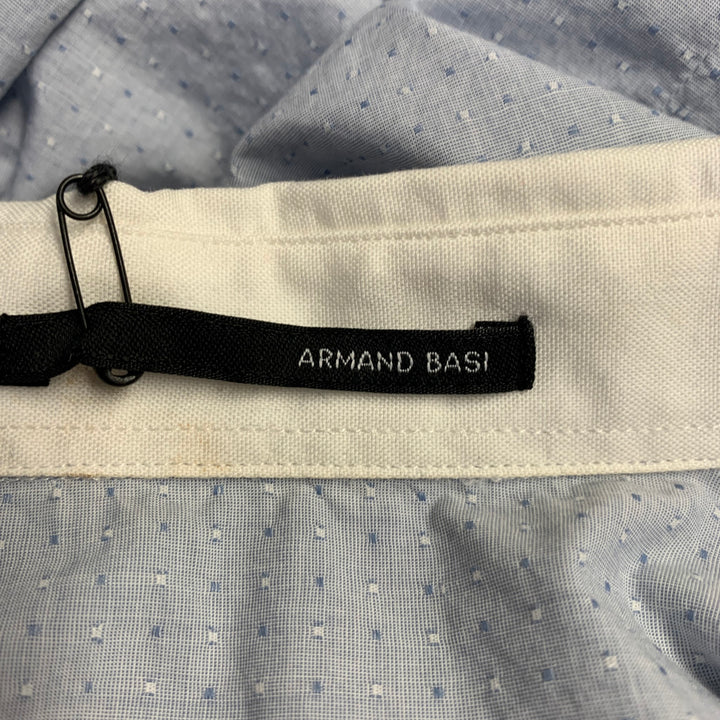 ARMAND BASI Size M Blue White Dots Cotton Button Down Collar Long Sleeve Shirt