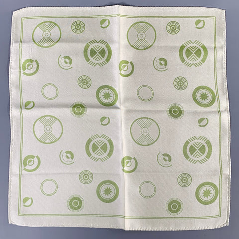 VERSACE Green White Dots Silk Cashmere Pocket Square