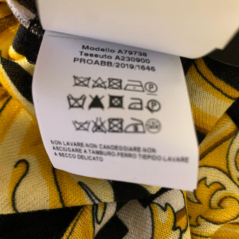 VERSACE SS2018 Size 6 Pink Yellow Silk & Cotton Baroque Casual Top