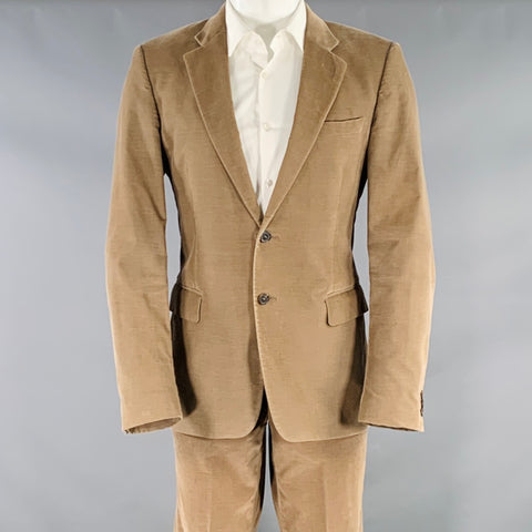 MIU MIU Size 40 Khaki Corduroy Cotton Blend Notch Lapel Suit