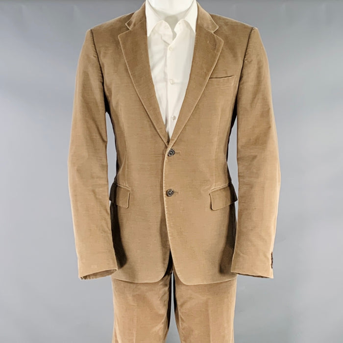 MIU MIU Size 40 Khaki Corduroy Cotton Blend Notch Lapel Suit