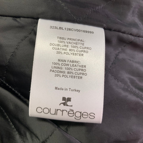 COURREGES Size S Black White Leather Bomber Jacket