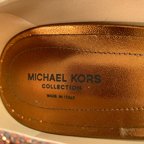 MICHAEL KORS COLLECTION Size 9.5 Copper Glittered Leather Trim Stiletto Pumps