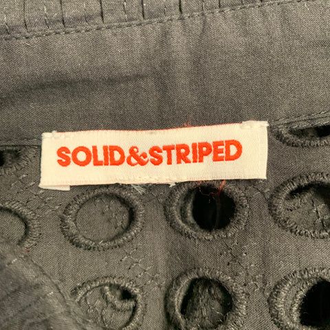 SOLID & STRIPED Size M Black Cotton Eyelet Patch Pocket Shirt