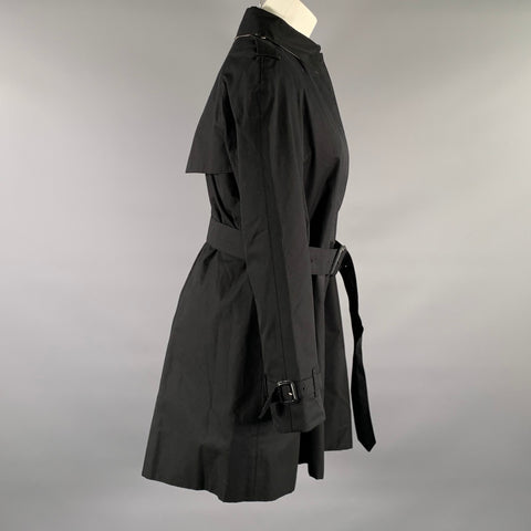BURBERRY Size 6 Black Cotton Solid Trench Coat