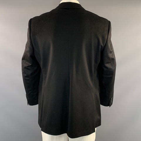 JACK VICTOR Chest Size 42 Black Cashmere Notch Lapel Sport Coat