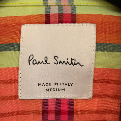 PAUL SMITH Size M Orange Multi-Color Plaid Cotton Cutaway Long Sleeve Shirt