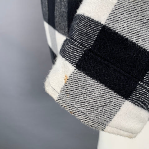 SANDRO Size M Black White Buffalo Plaid Cotton Shirt Jacket