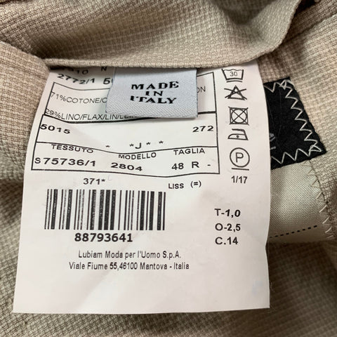 COUTURE Chest Size 38 Beige Textured Cotton Linen Single Breasted Sport Coat